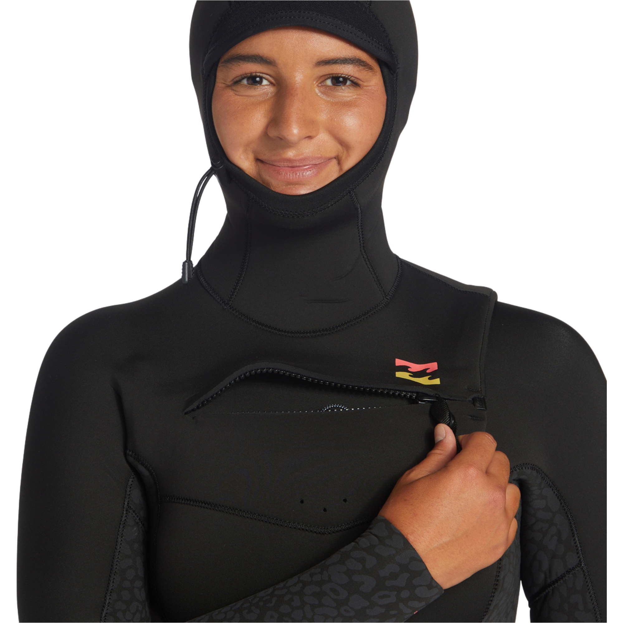 Billabong Womens Synergy 5/4mm Chest Zip Hooded Wetsuit ABJW200100 - Wild Black